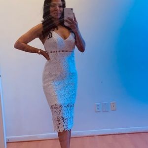 White crochet fitted midi size small